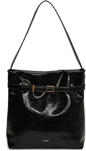 Slouchy Hobo Bucket Bag for Women PU Leather Shopper Tote for Work Travel Satchel Shoulder Bag Black/White/Red/Brown