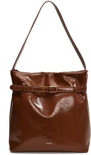 Slouchy Hobo Bucket Bag for Women PU Leather Shopper Tote for Work Travel Satchel Shoulder Bag Black/White/Red/Brown