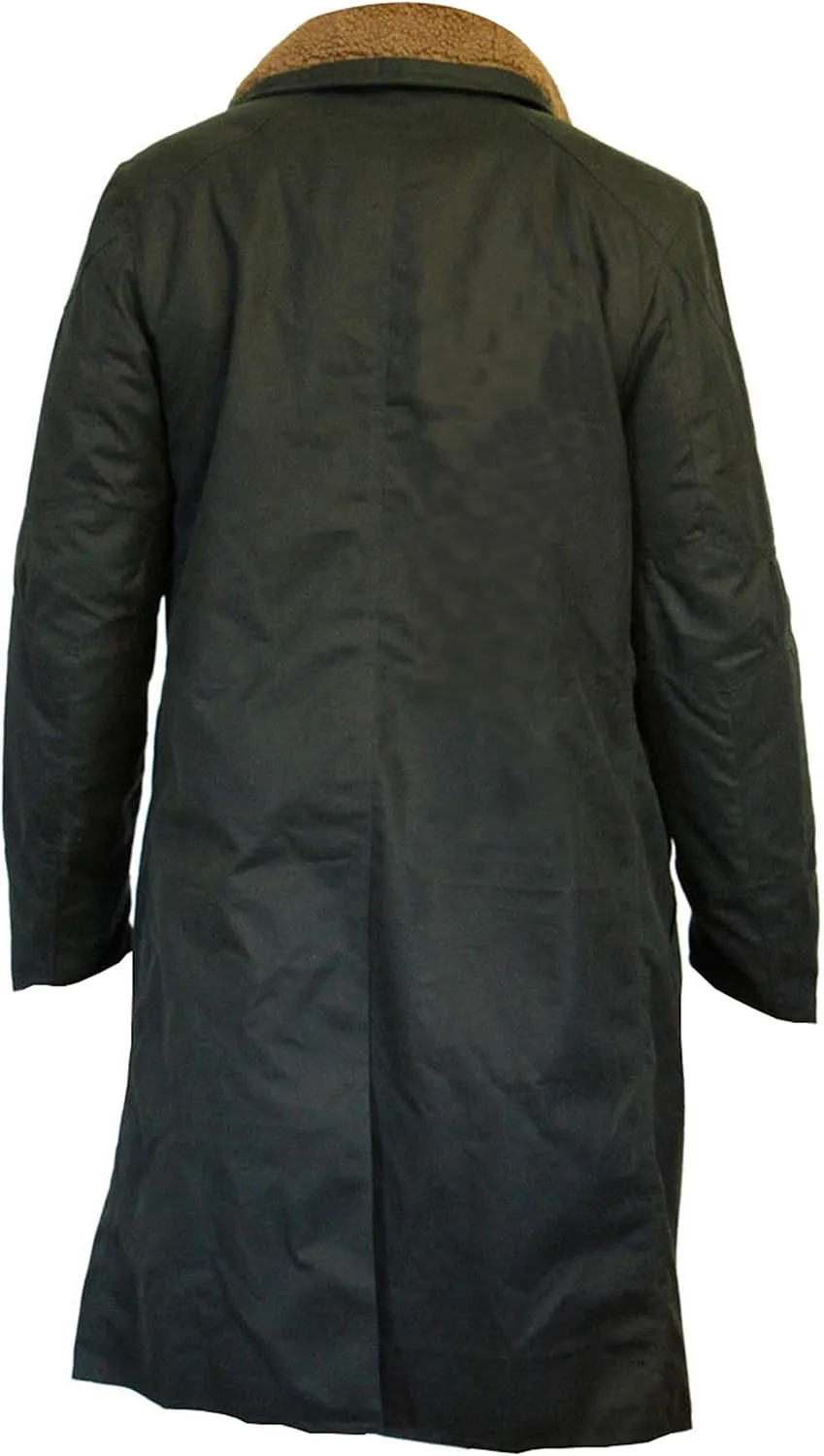 SpazeUp Men's Officer K 2049 Costume Coat Jacket - Black Cotton Trench Coat with Faux Fur Collar
