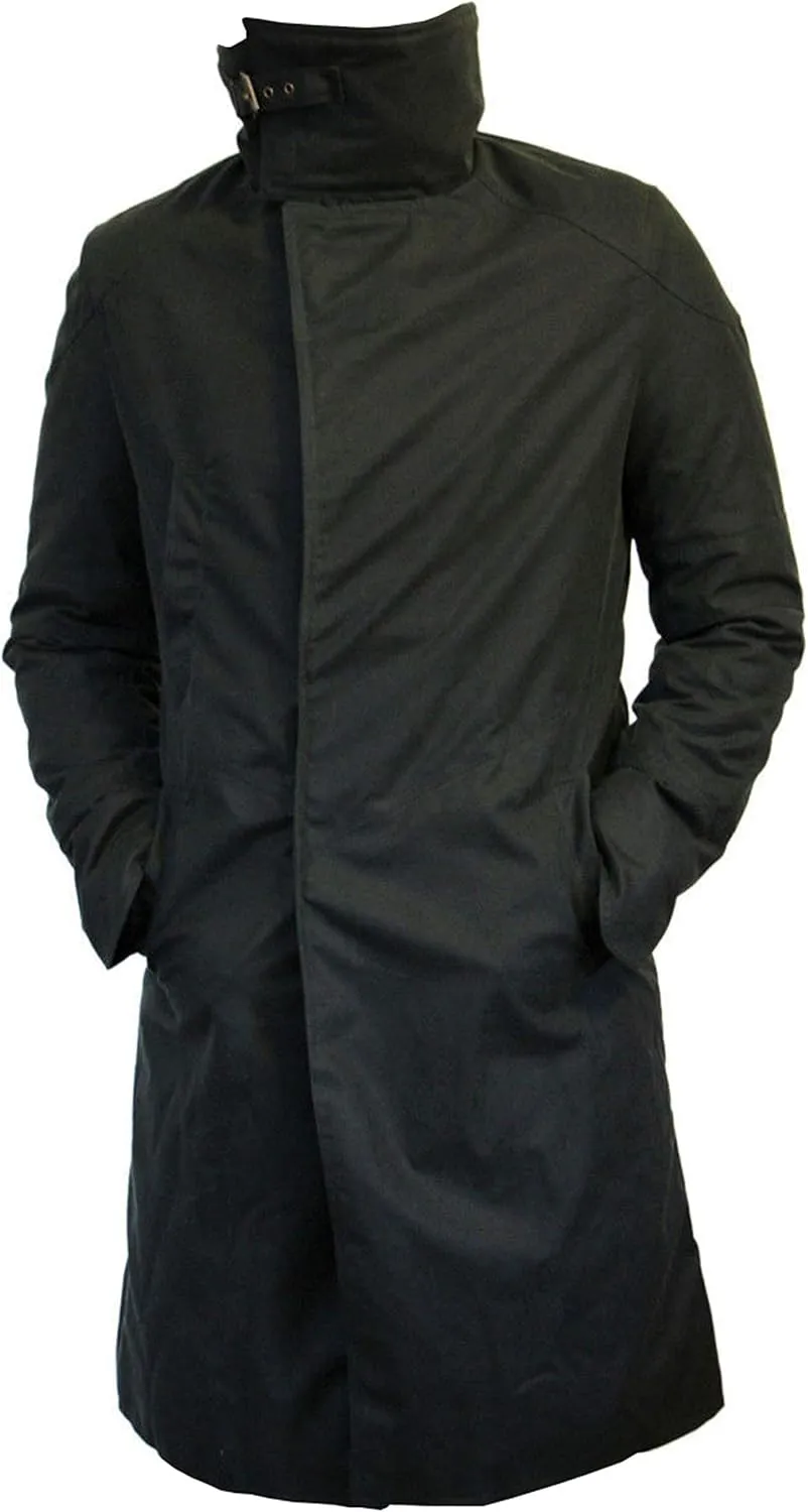 SpazeUp Men's Officer K 2049 Costume Coat Jacket - Black Cotton Trench Coat with Faux Fur Collar