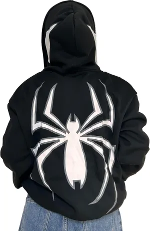 Spider Full Zip Hoodies Y2K Graphic Hoodie Oversized Hip Hop Streetwear Hoodies for Men Women Grunge Jacket