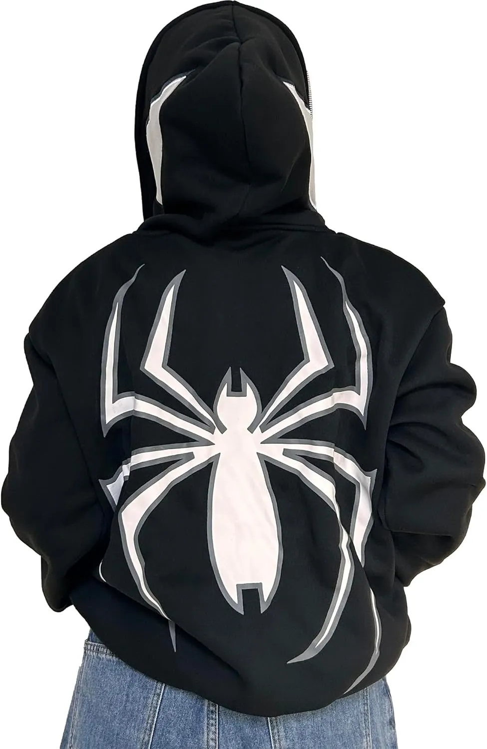 Spider Full Zip Hoodies Y2K Graphic Hoodie Oversized Hip Hop Streetwear Hoodies for Men Women Grunge Jacket