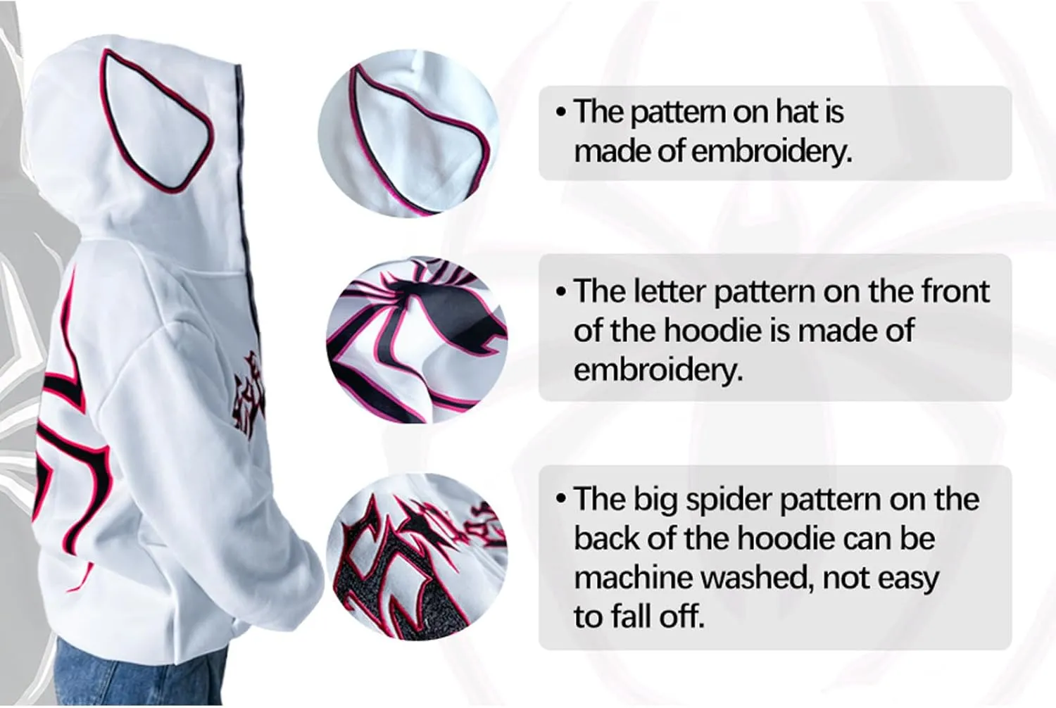 Spider Full Zip Hoodies Y2K Graphic Hoodie Oversized Hip Hop Streetwear Hoodies for Men Women Grunge Jacket