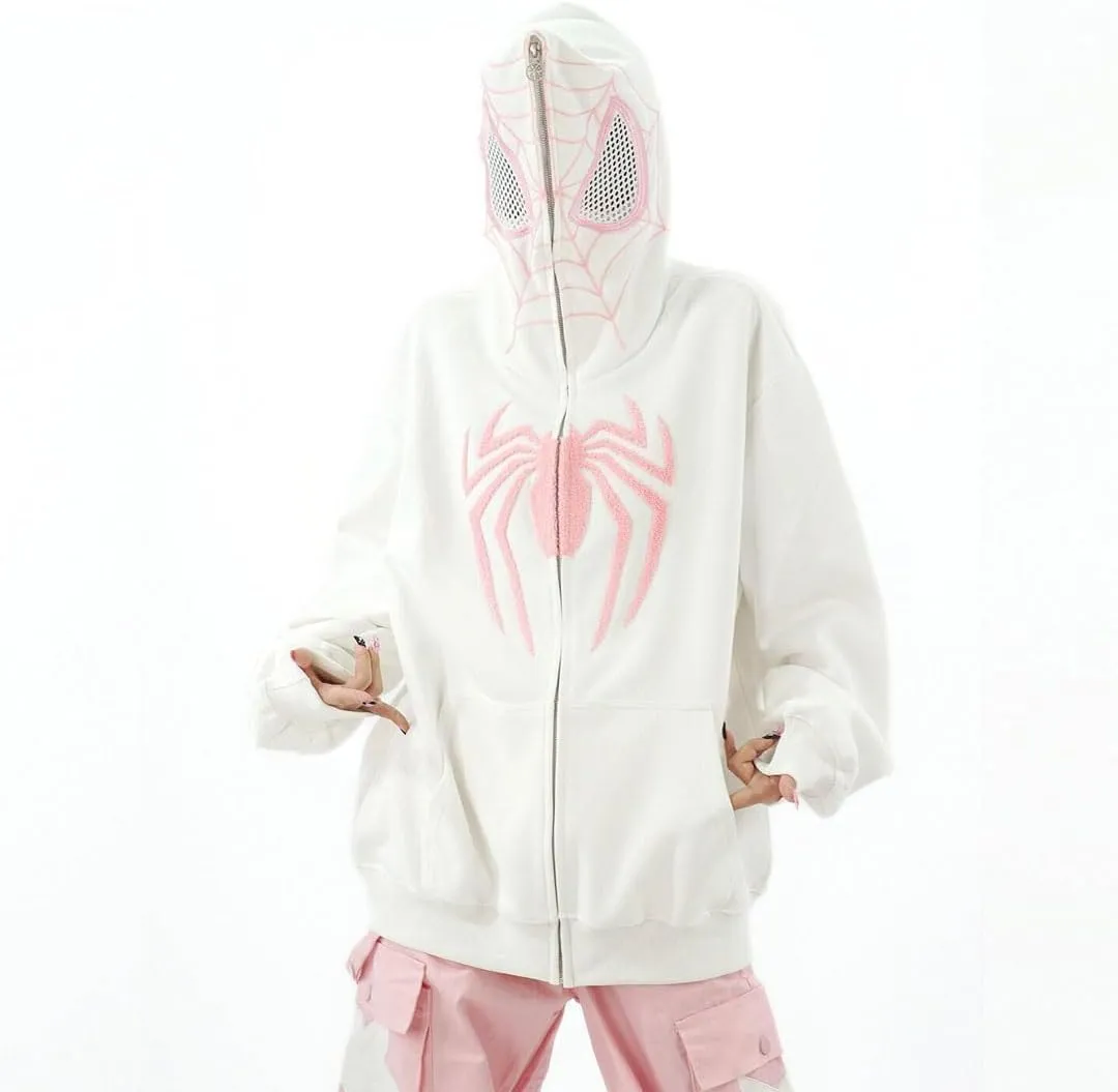 Spider Hoodie Y2k Jacket Women Men Cute Hoodie Oversized Full Zip Up Graphic Hoodies Kawaii Hip Hop Sweatshirt