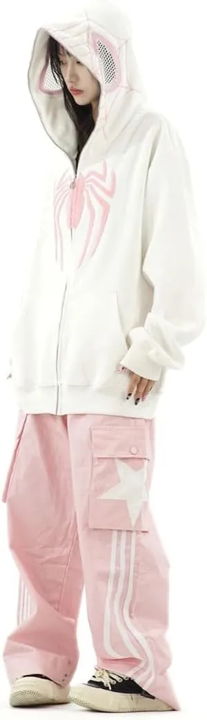 Spider Hoodie Y2k Jacket Women Men Cute Hoodie Oversized Full Zip Up Graphic Hoodies Kawaii Hip Hop Sweatshirt