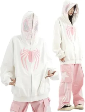 Spider Hoodie Y2k Jacket Women Men Cute Hoodie Oversized Full Zip Up Graphic Hoodies Kawaii Hip Hop Sweatshirt