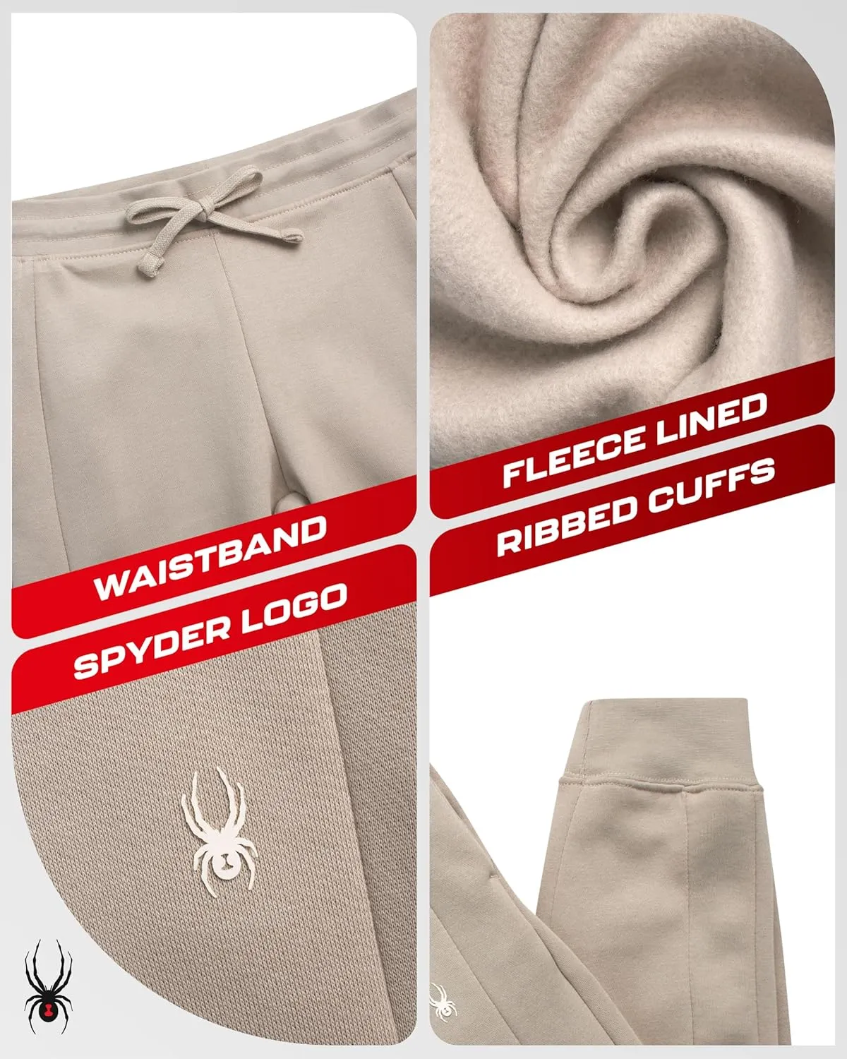 Spyder Women's Athletic Jogger Sweatpants - Soft Stretch Fleece High Waisted Joggers with Pockets (S-XL, Plus Sizes 1X-3X)
