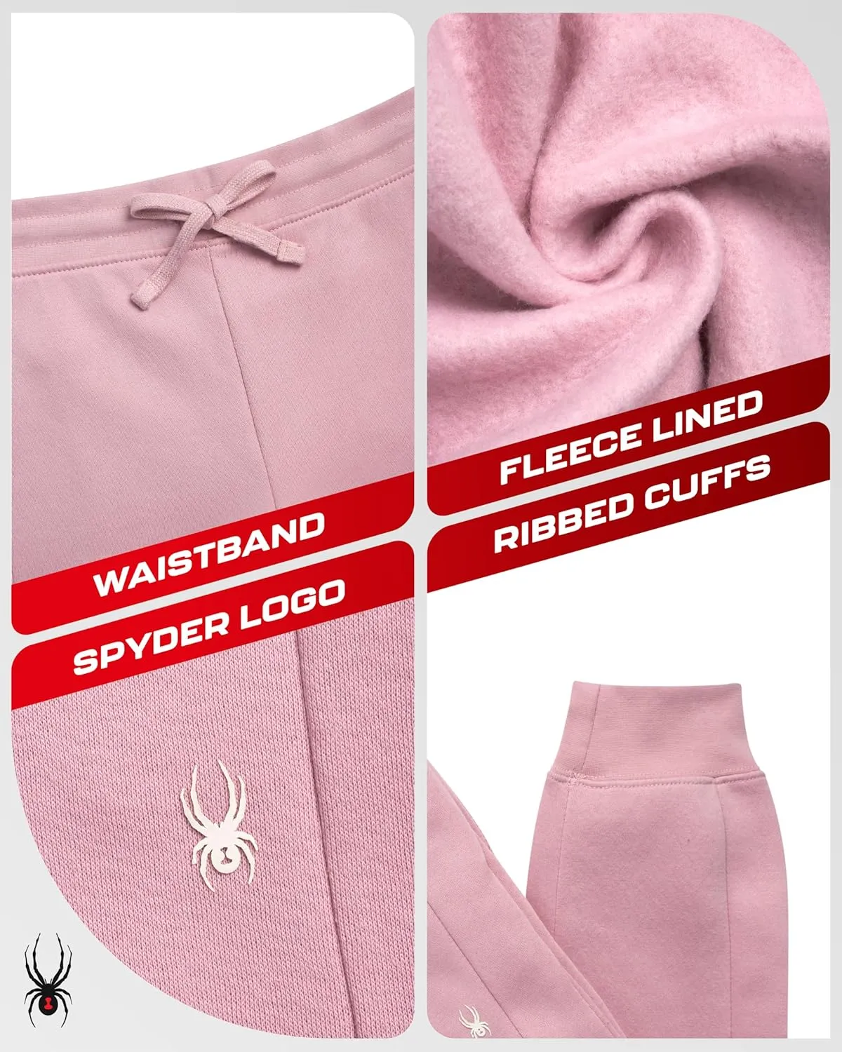 Spyder Women's Athletic Jogger Sweatpants - Soft Stretch Fleece High Waisted Joggers with Pockets (S-XL, Plus Sizes 1X-3X)