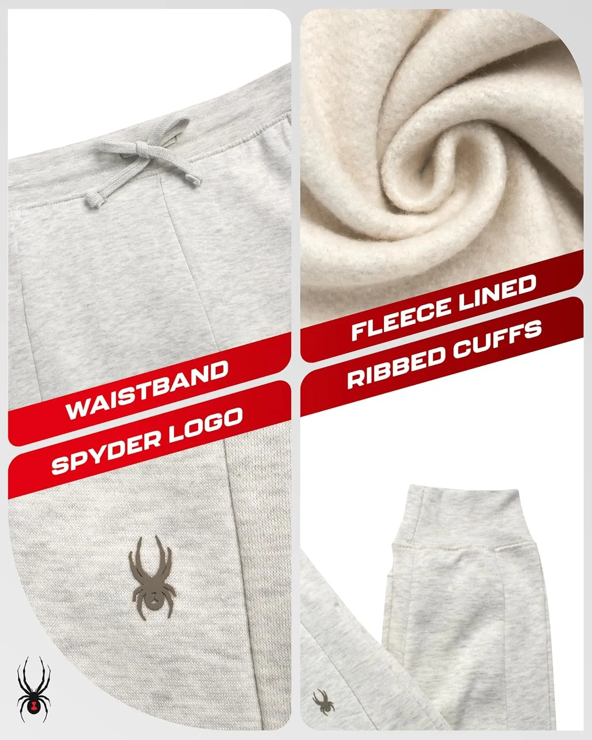 Spyder Women's Athletic Jogger Sweatpants - Soft Stretch Fleece High Waisted Joggers with Pockets (S-XL, Plus Sizes 1X-3X)