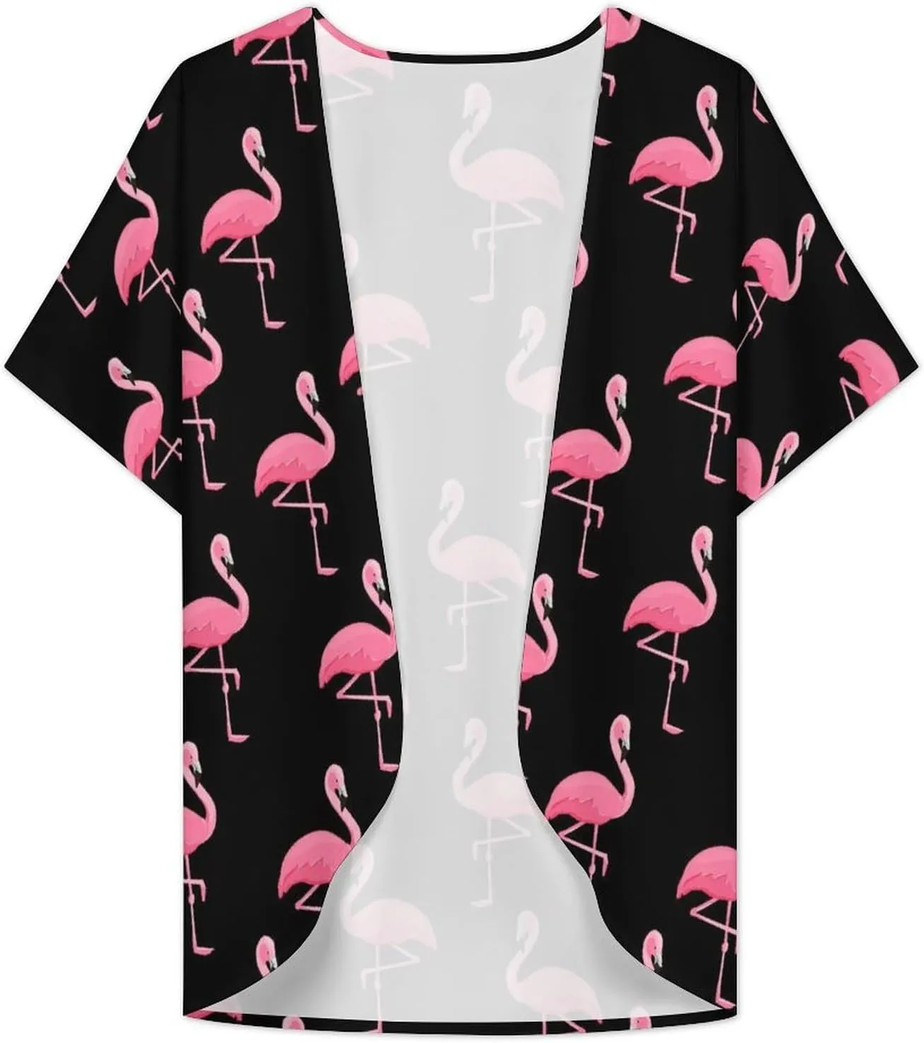 Summer Casual Short Sleeve Beach Kimono Coverup, Loose Fit Blouse Top Fashion Open Front Cardigan