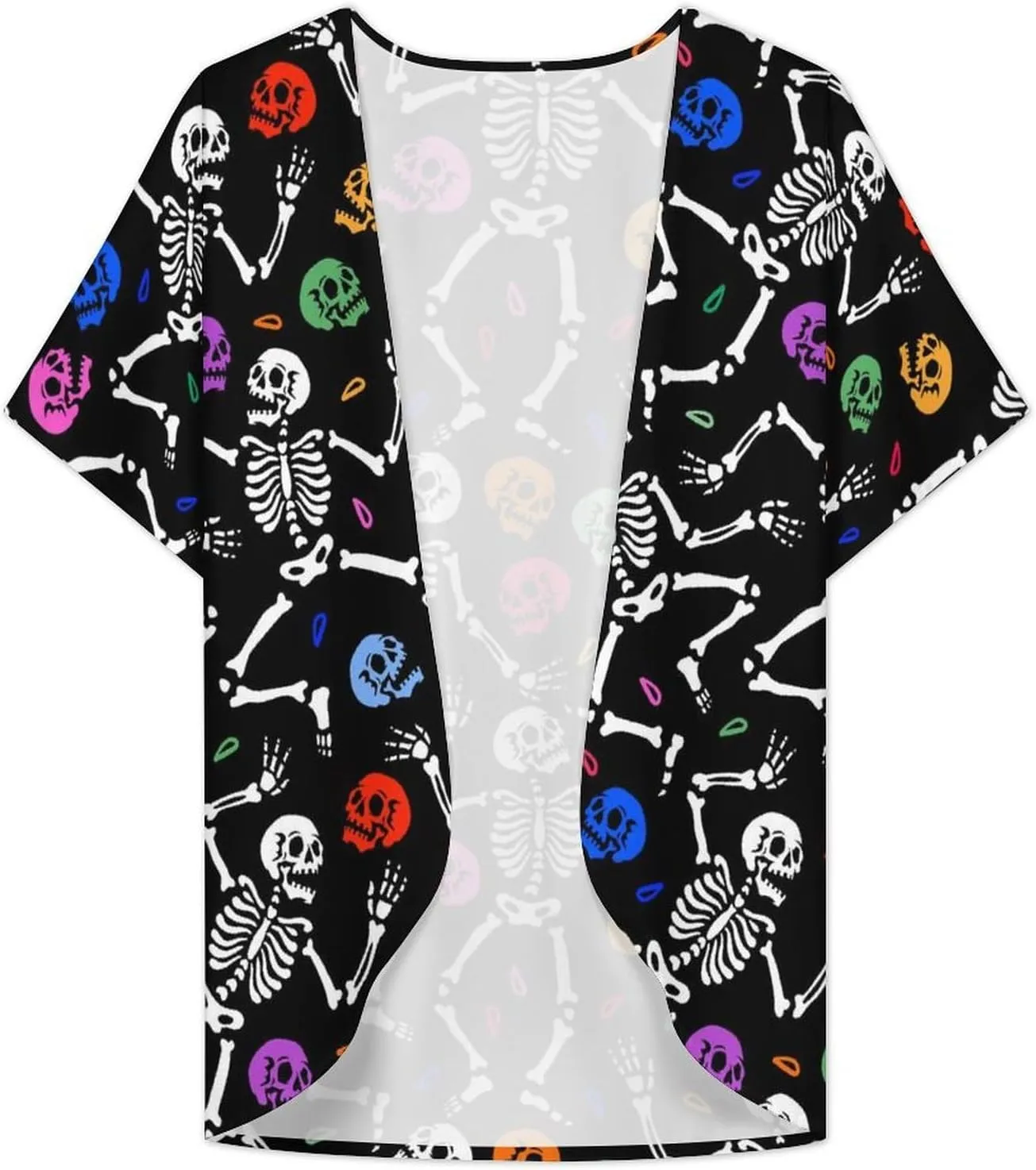 Summer Casual Short Sleeve Beach Kimono Coverup, Loose Fit Blouse Top Fashion Open Front Cardigan