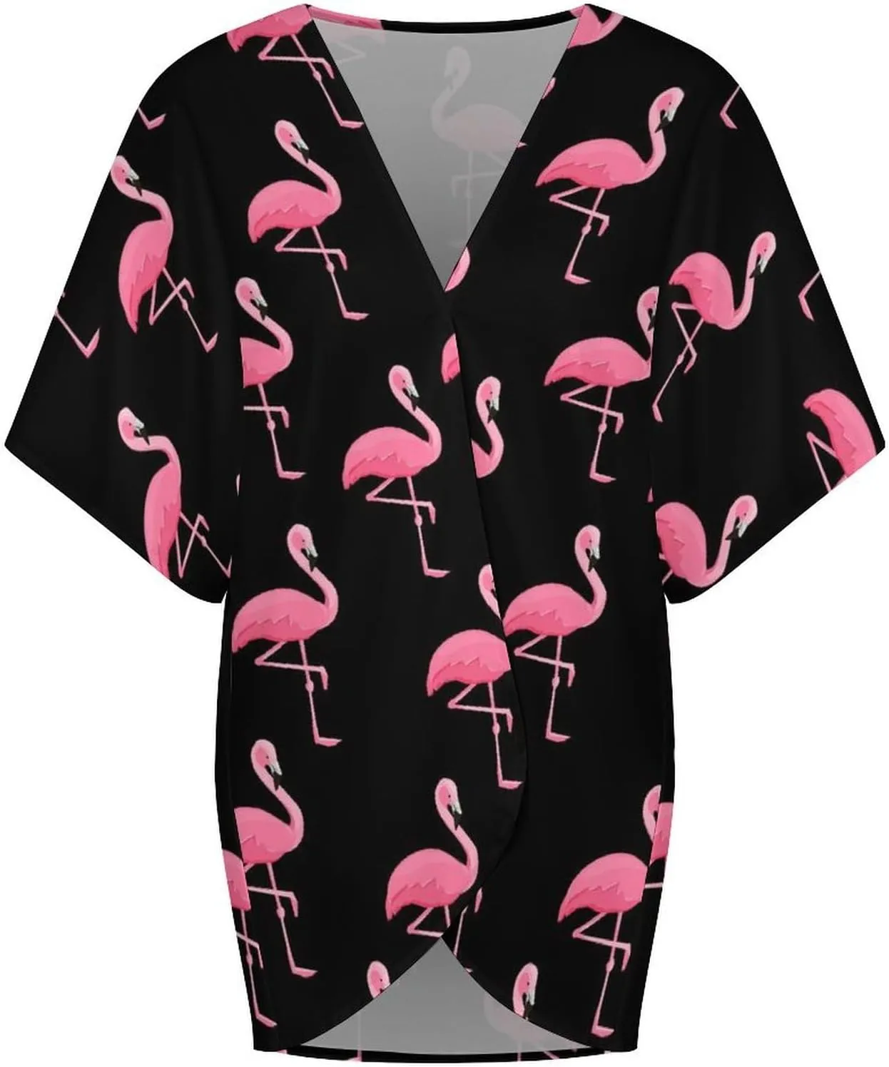 Summer Casual Short Sleeve Beach Kimono Coverup, Loose Fit Blouse Top Fashion Open Front Cardigan