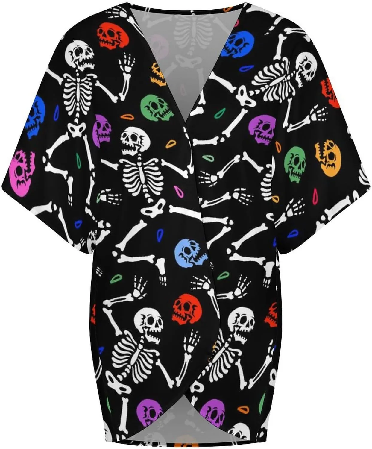 Summer Casual Short Sleeve Beach Kimono Coverup, Loose Fit Blouse Top Fashion Open Front Cardigan