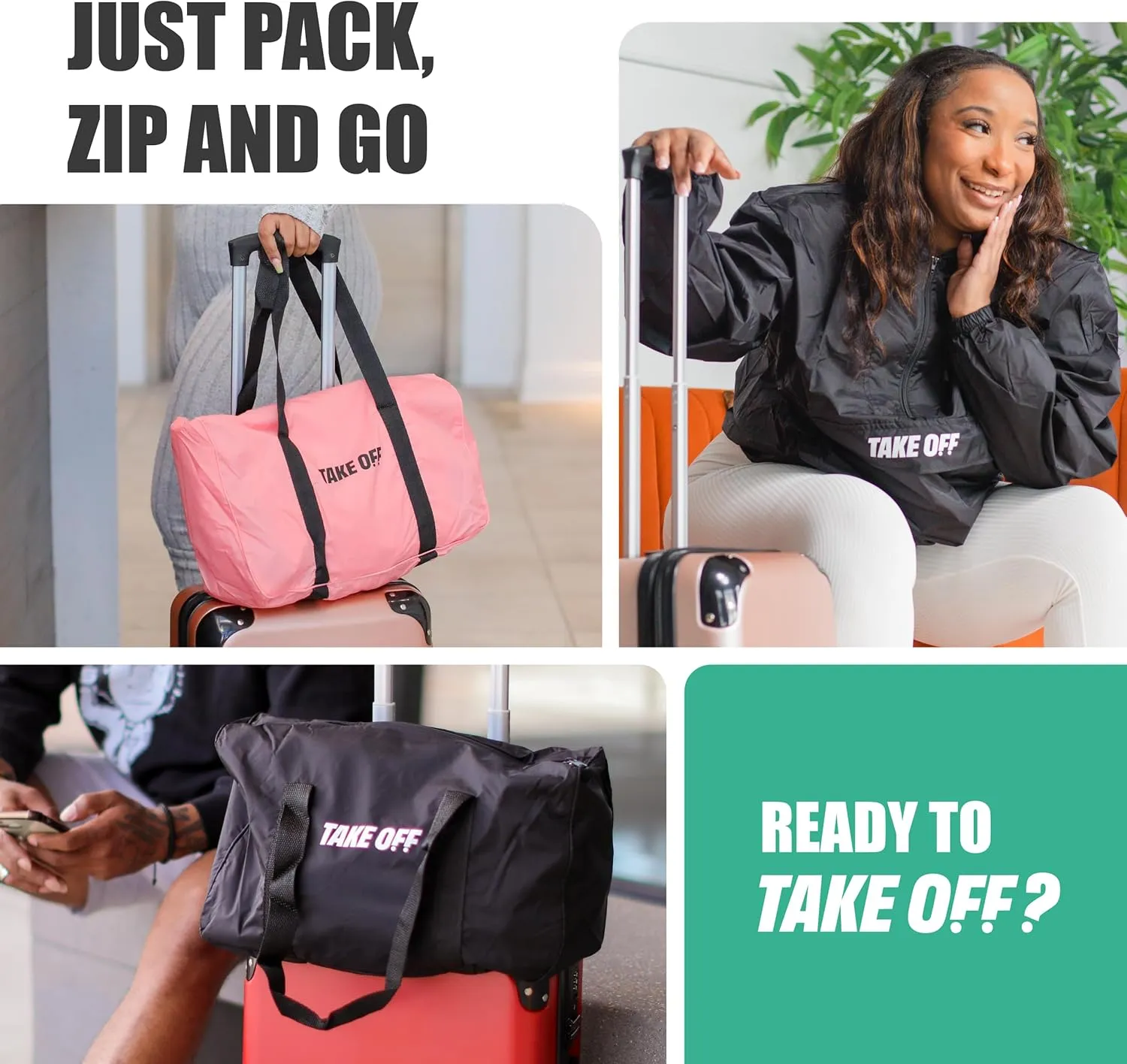 TAKE OFF 3-in-1 Convertible Waterproof Rain Jacket & Travel Duffle Bag for Men & Women  Lightweight Packable Windbreaker with Kangaroo Pocket, Go from Pouch to Jacket for Hiking, Commuting & Outdoors