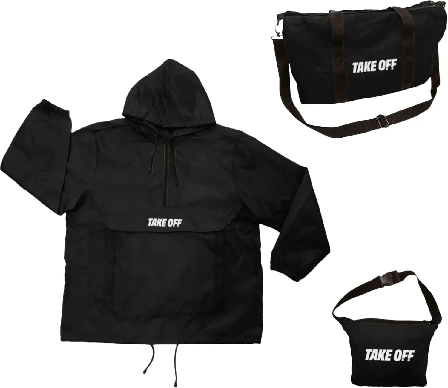 TAKE OFF 3-in-1 Convertible Waterproof Rain Jacket & Travel Duffle Bag for Men & Women  Lightweight Packable Windbreaker with Kangaroo Pocket, Go from Pouch to Jacket for Hiking, Commuting & Outdoors