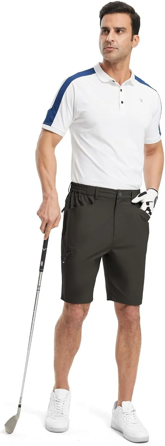 TBMPOY Men's Golf Shorts 9" Lightweight Quick Dry Hiking Cargo Shorts Casual Travel Outdoor with 4 Pockets