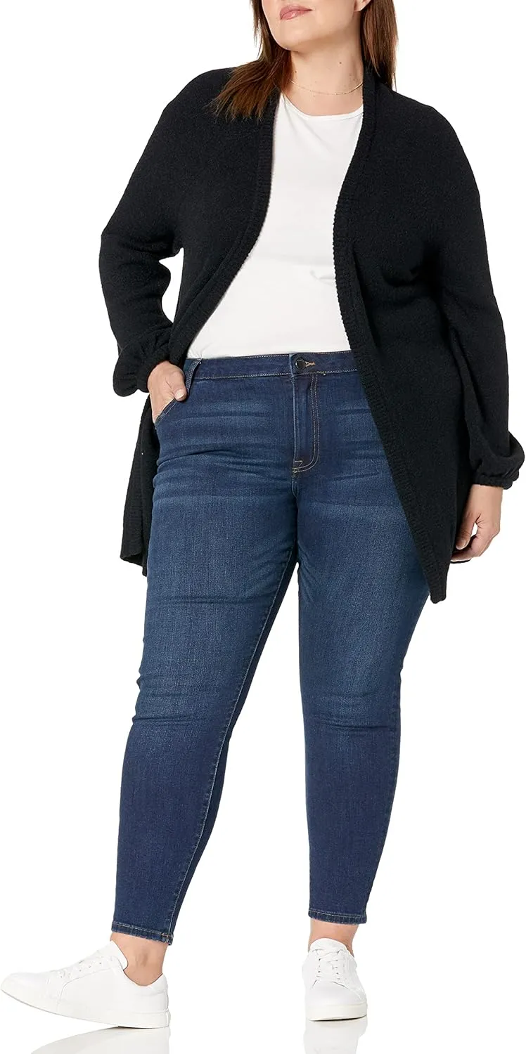 The Drop Women's Mirabelle Long Bell-Sleeve Open-Front Cozy Cardigan