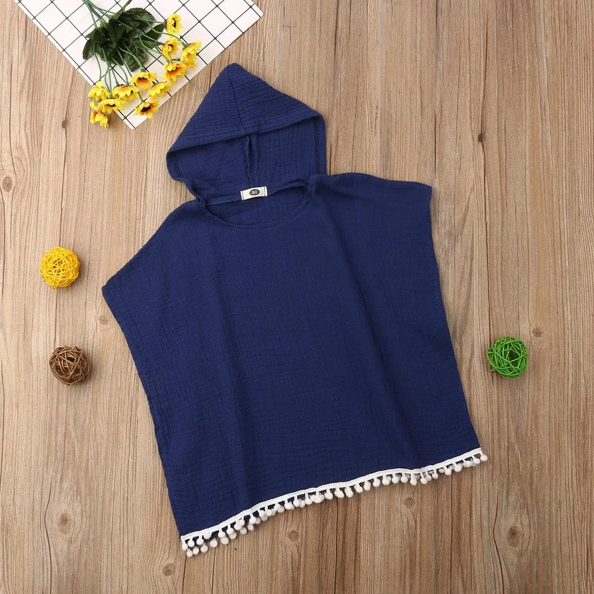 Toddler Kids Baby Girl Boy Boho Summer Clothes Tassel Hooded Dress Cape Beach Cover Up Tops Cloak Poncho Outfits