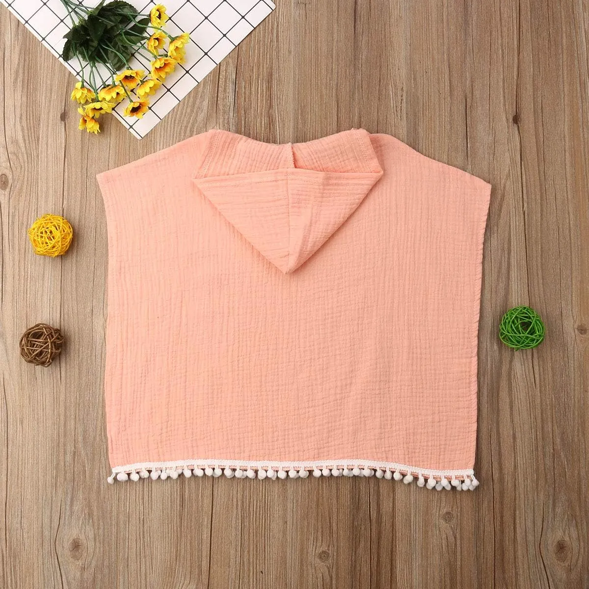 Toddler Kids Baby Girl Boy Boho Summer Clothes Tassel Hooded Dress Cape Beach Cover Up Tops Cloak Poncho Outfits