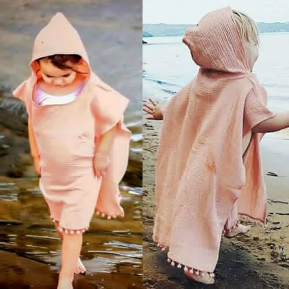 Toddler Kids Baby Girl Boy Boho Summer Clothes Tassel Hooded Dress Cape Beach Cover Up Tops Cloak Poncho Outfits
