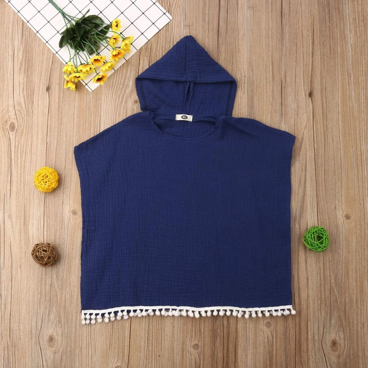 Toddler Kids Baby Girl Boy Boho Summer Clothes Tassel Hooded Dress Cape Beach Cover Up Tops Cloak Poncho Outfits