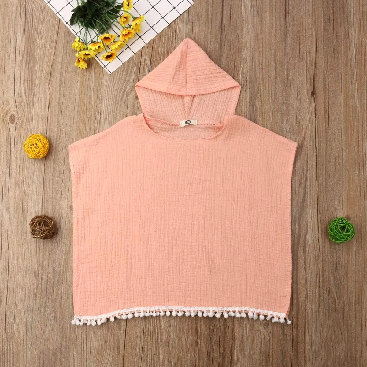 Toddler Kids Baby Girl Boy Boho Summer Clothes Tassel Hooded Dress Cape Beach Cover Up Tops Cloak Poncho Outfits