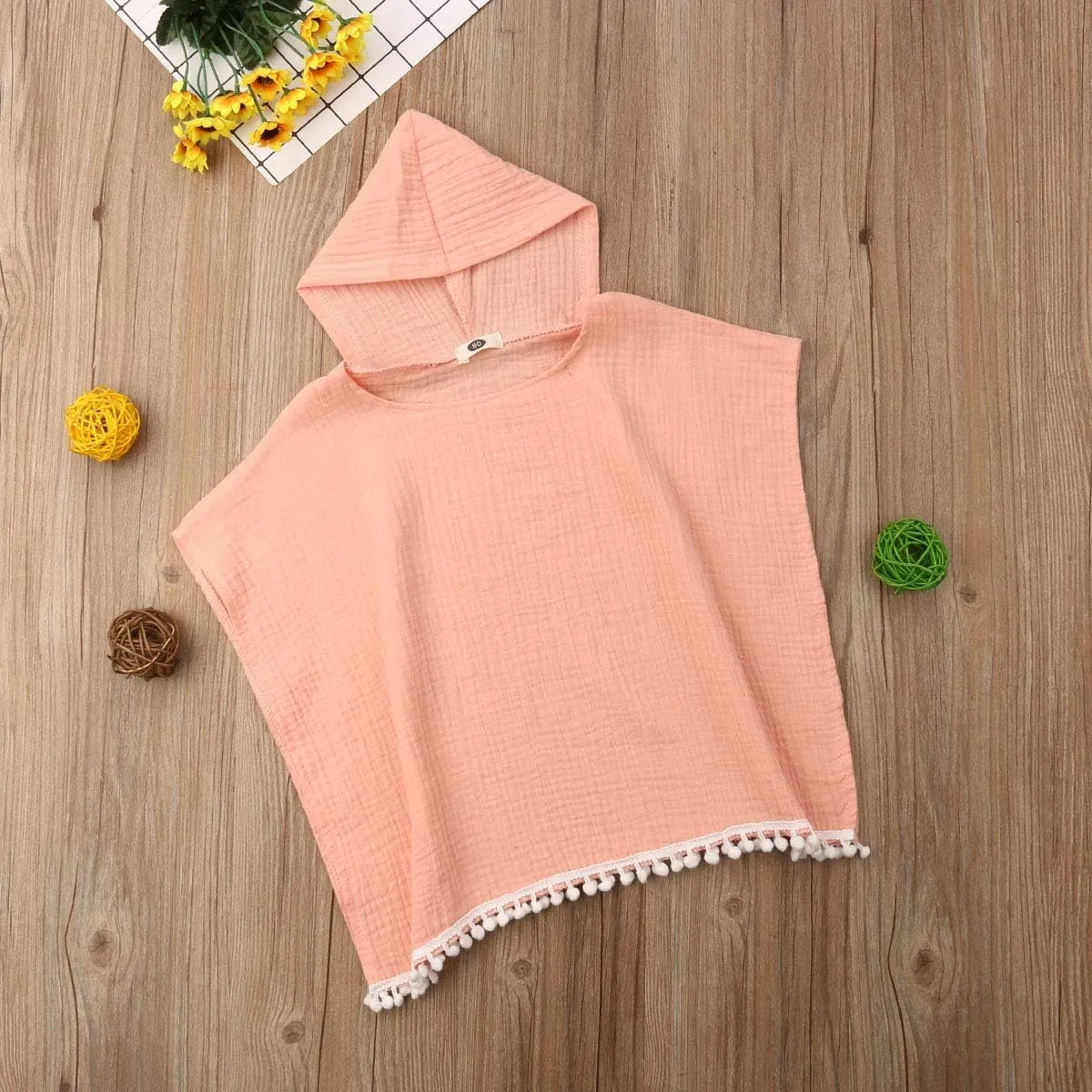 Toddler Kids Baby Girl Boy Boho Summer Clothes Tassel Hooded Dress Cape Beach Cover Up Tops Cloak Poncho Outfits