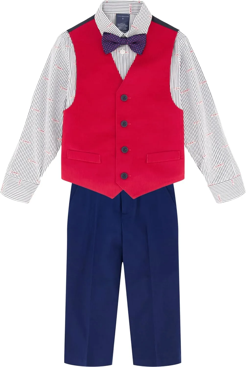 Tommy Hilfiger Boys' 4-piece Formal Suit Vest Set, Includes Dress Shirt, Dress Pants, Vest & Tie