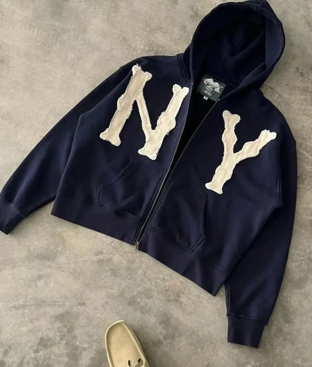 Unisex Letter Embroidery Trendy Hoodies Zip Up Casual Overszie Colorful Y2K Hip Hop Streetwear Harajuku Jacket