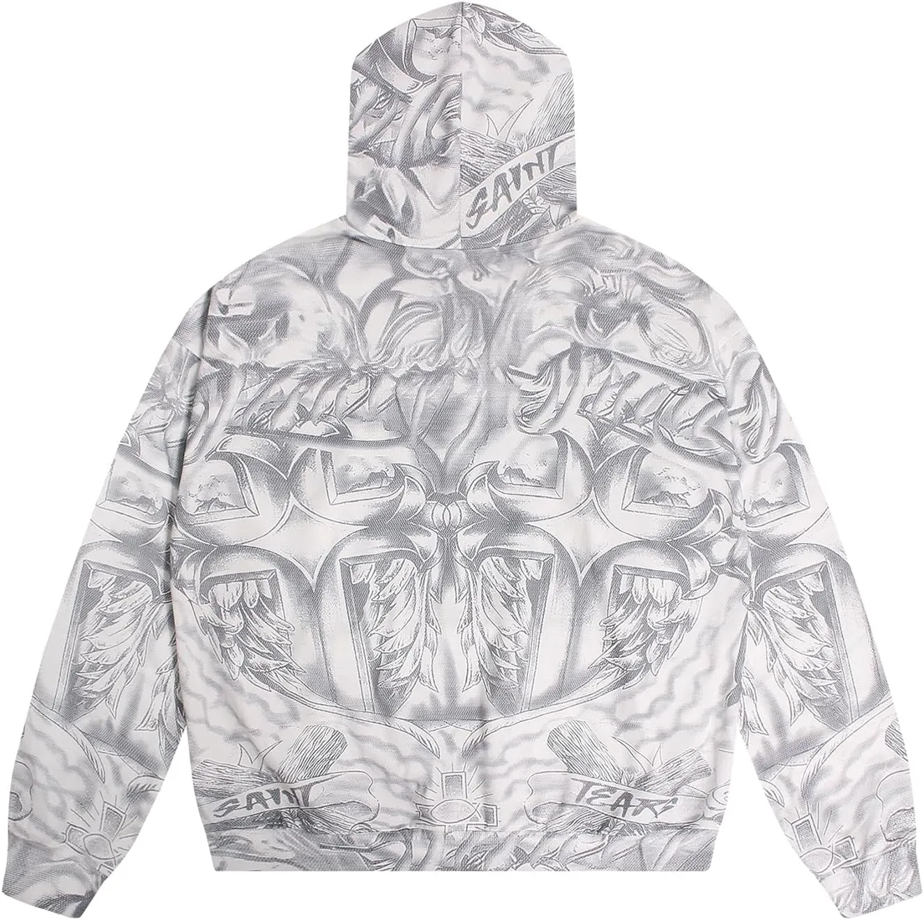 Unisex SAINT Hip Hop Vintage Full Patterm High Printed Loose Hooded Hoodie With Pocket
