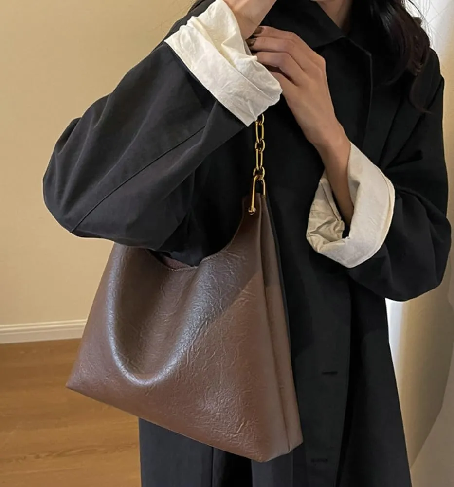 Vegan Leather Hobo Bags for Women Shoulder Bag Slouchy Tote Bag Modern Top Handle Handbag Purse