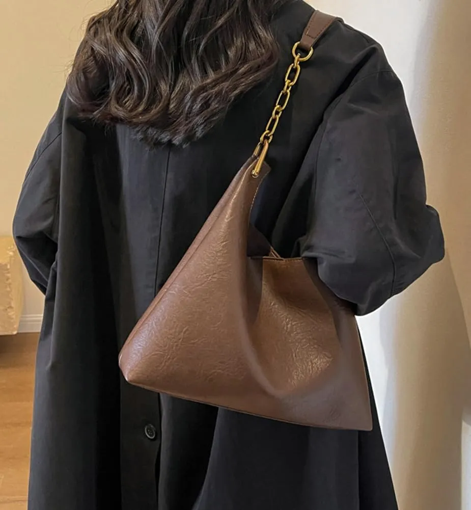 Vegan Leather Hobo Bags for Women Shoulder Bag Slouchy Tote Bag Modern Top Handle Handbag Purse
