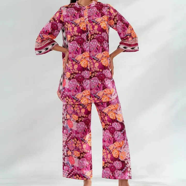 Vibrant Floral Contrast Style CO-ORD SET J5975