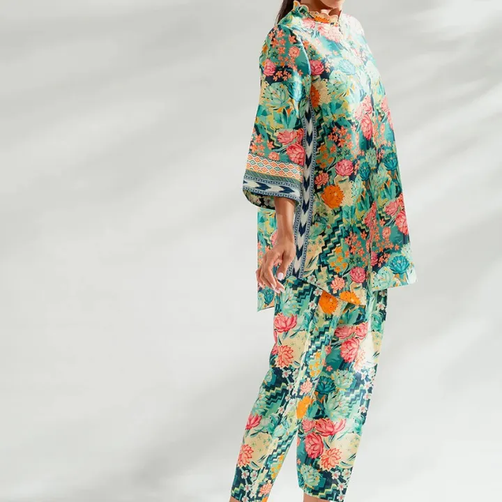 Vibrant Floral Contrast Style CO-ORD SET J5975