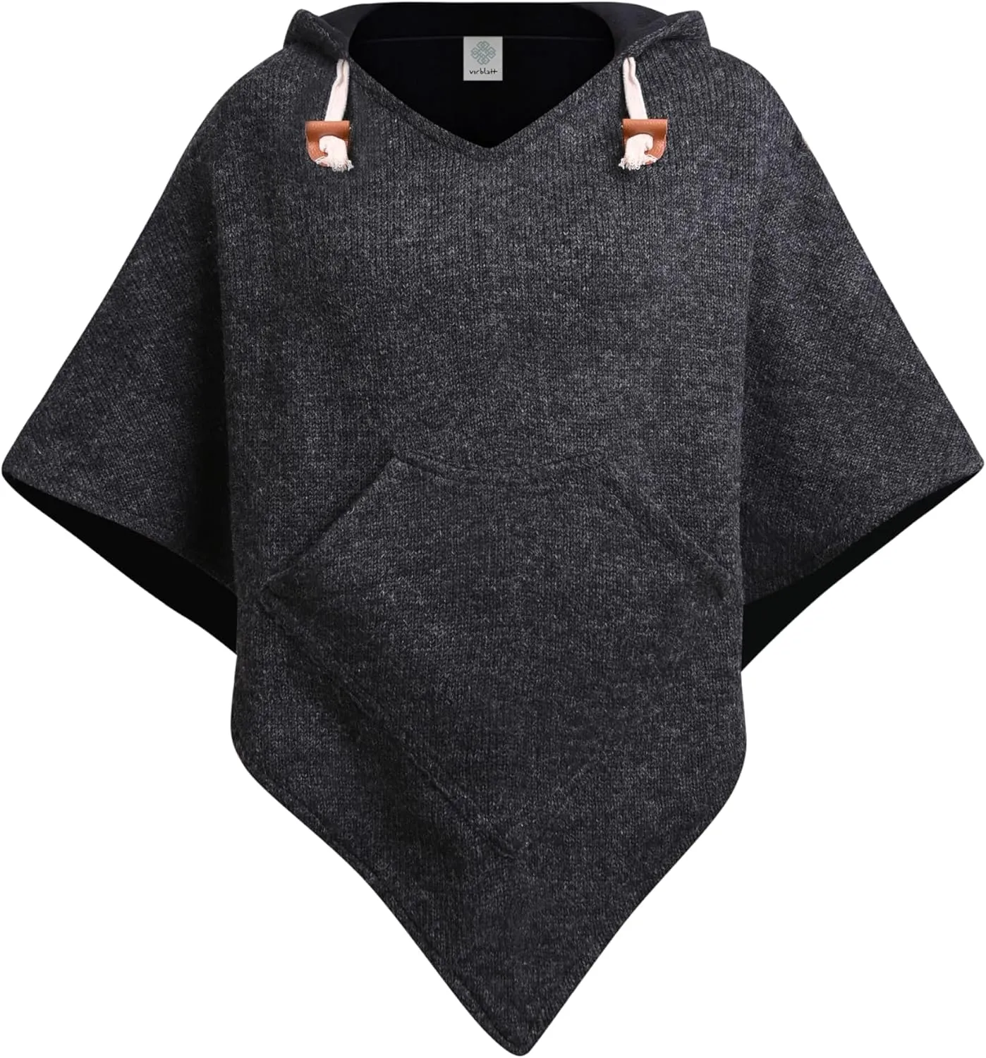 virblatt - Poncho Men & Women | Wool & Fleece | Unisex Hooded Winter Poncho