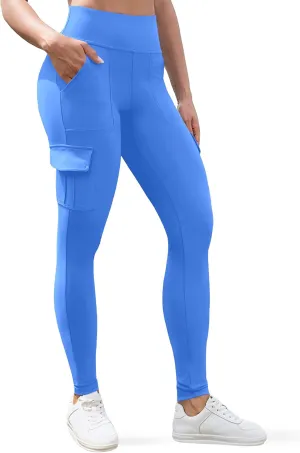 VOOVEEYA High Waisted Workout Leggings with Pockets for Women 28'', Cargo Yoga Pants Tummy Control Athletic Pants Full Length