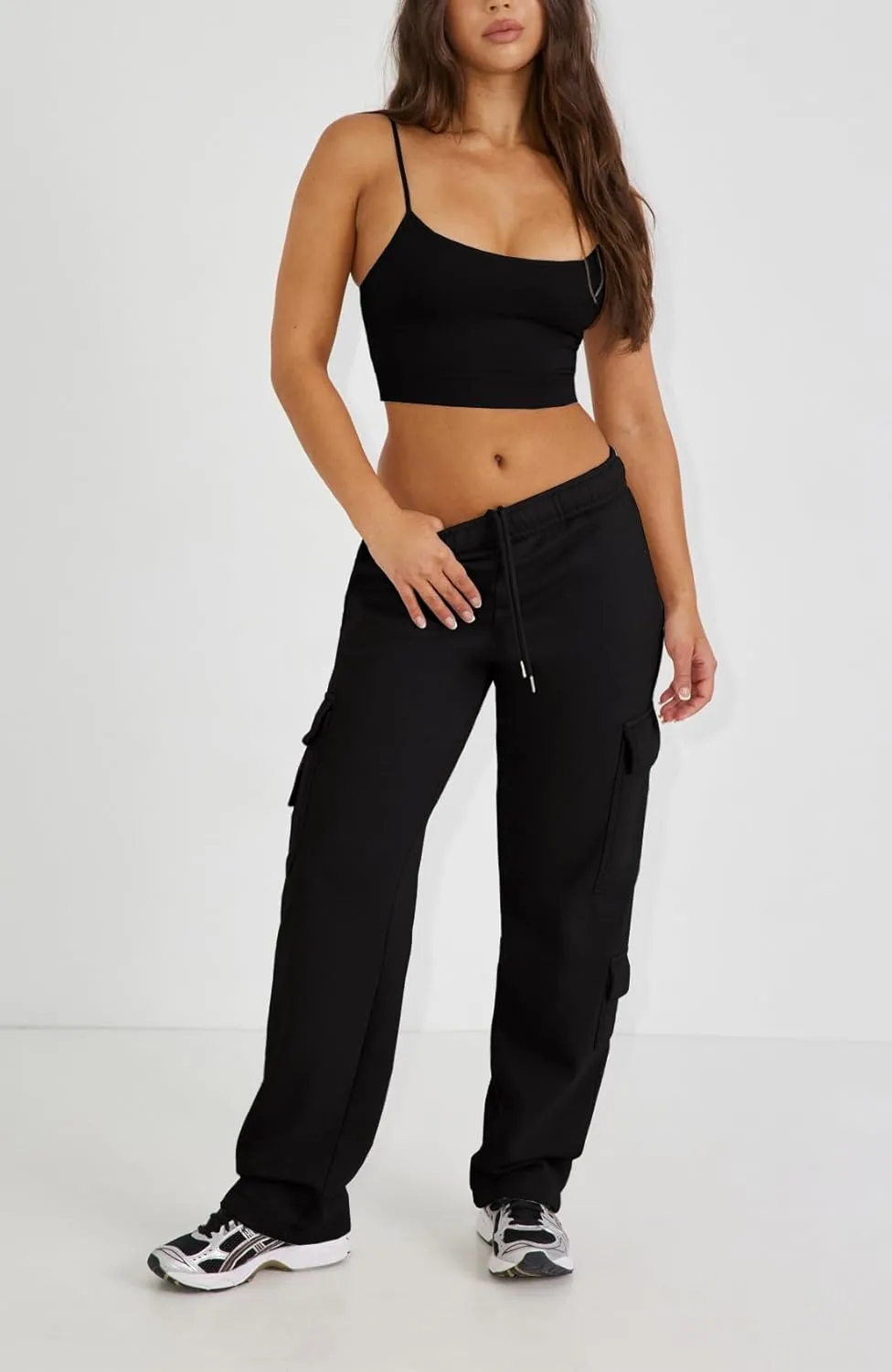 Waitfairy Wide Leg Sweatpants Women Cargo Pants Fleeece High Waisted Baggy Sweatpants for Women Casual Pants with 8 Pocketss