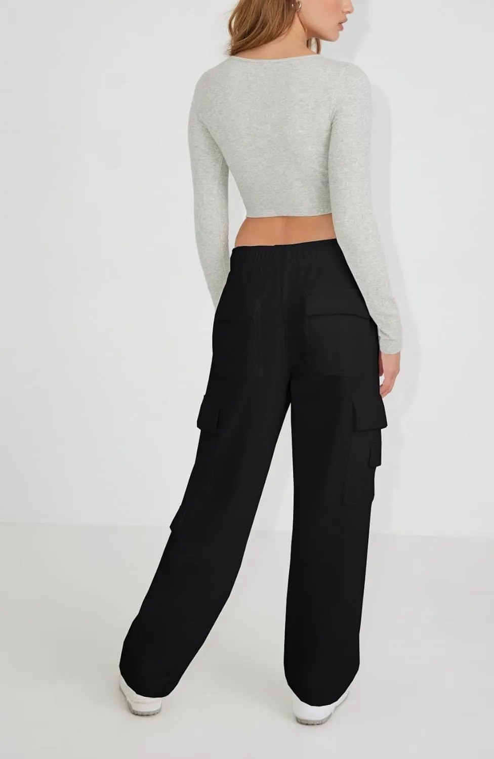 Waitfairy Wide Leg Sweatpants Women Cargo Pants Fleeece High Waisted Baggy Sweatpants for Women Casual Pants with 8 Pocketss