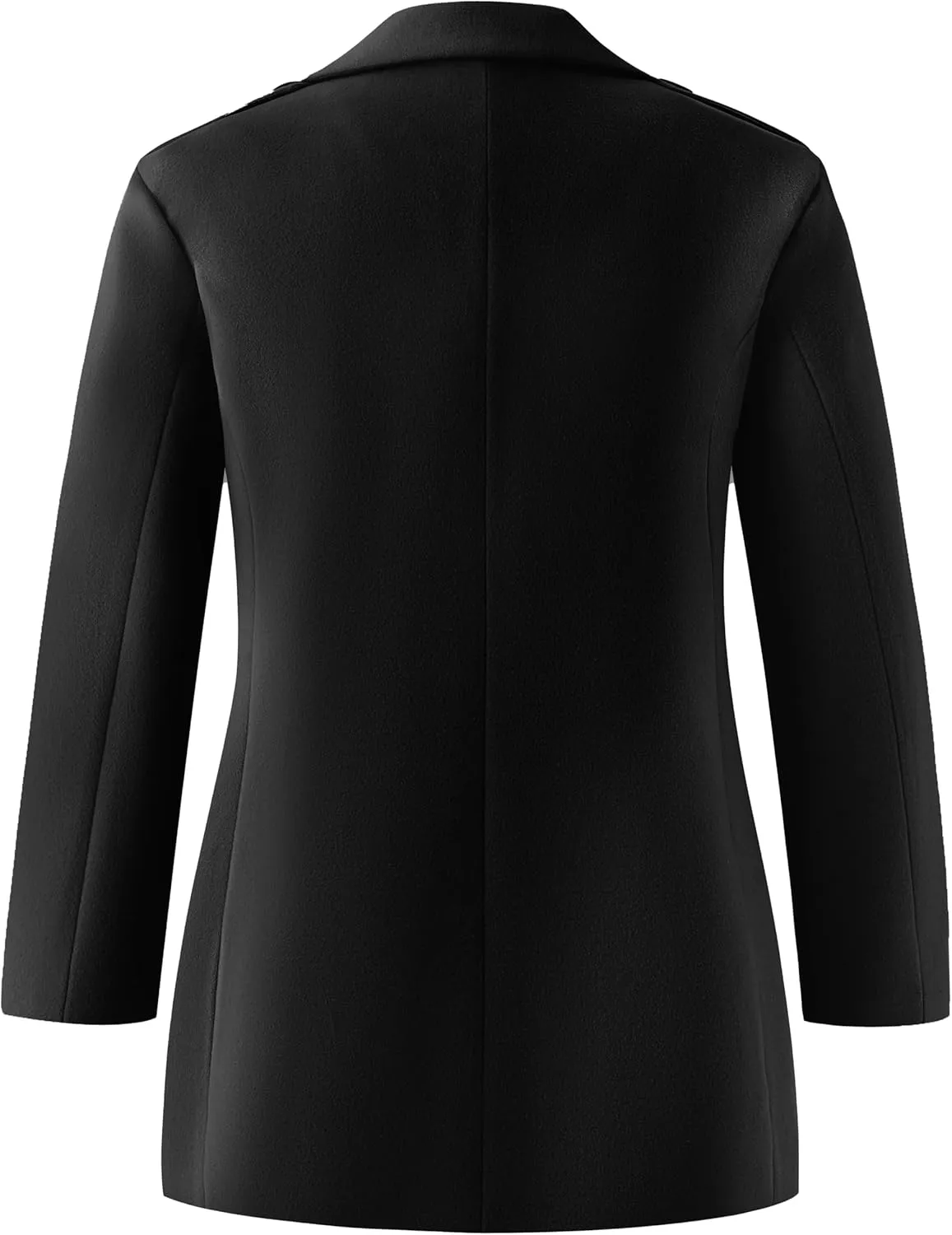 wantdo Women's Plus Size Pea coat Oversized Notched Lapel Peacoat Jacket
