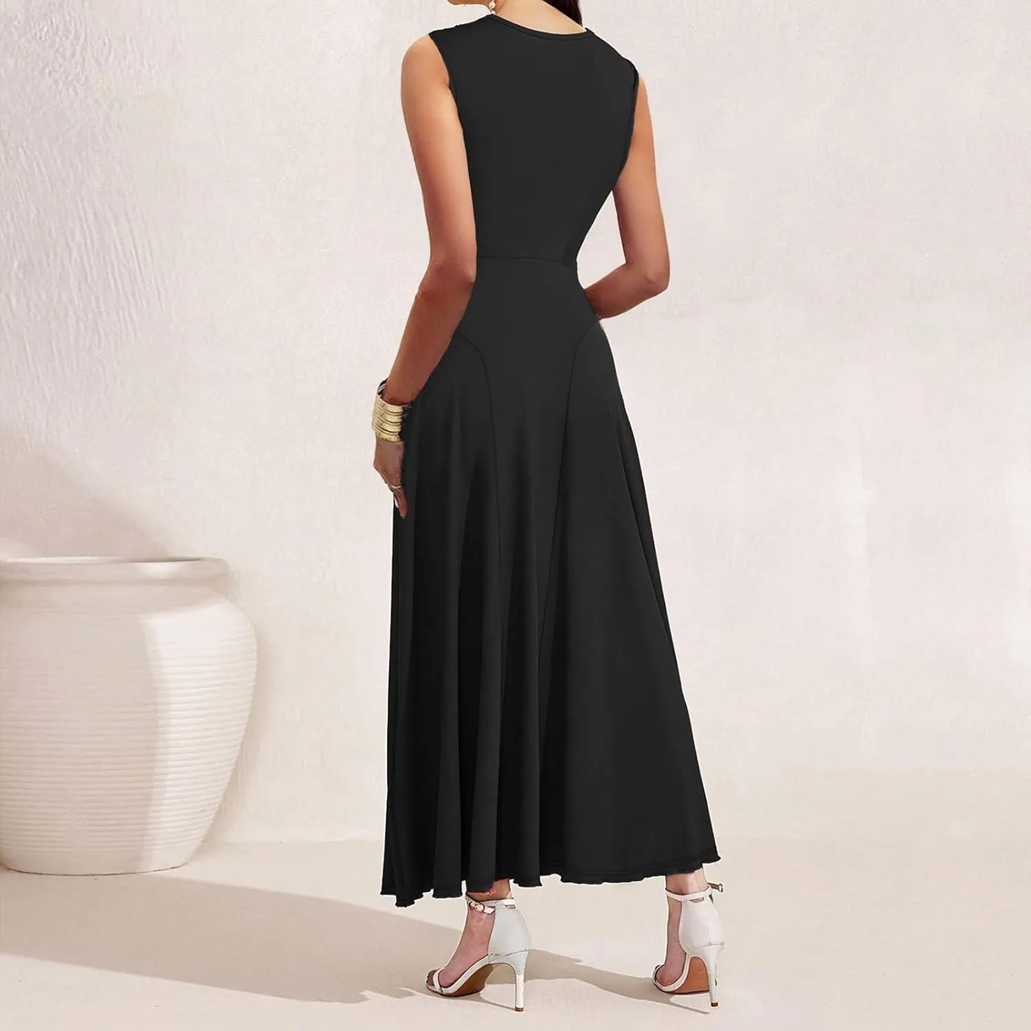 Wedding Guest Dresses for Women Sexy Cross Wrap Maxi Dress Ladies Evening Prom Dress Cocktail Long Gown Ruffle Hem
