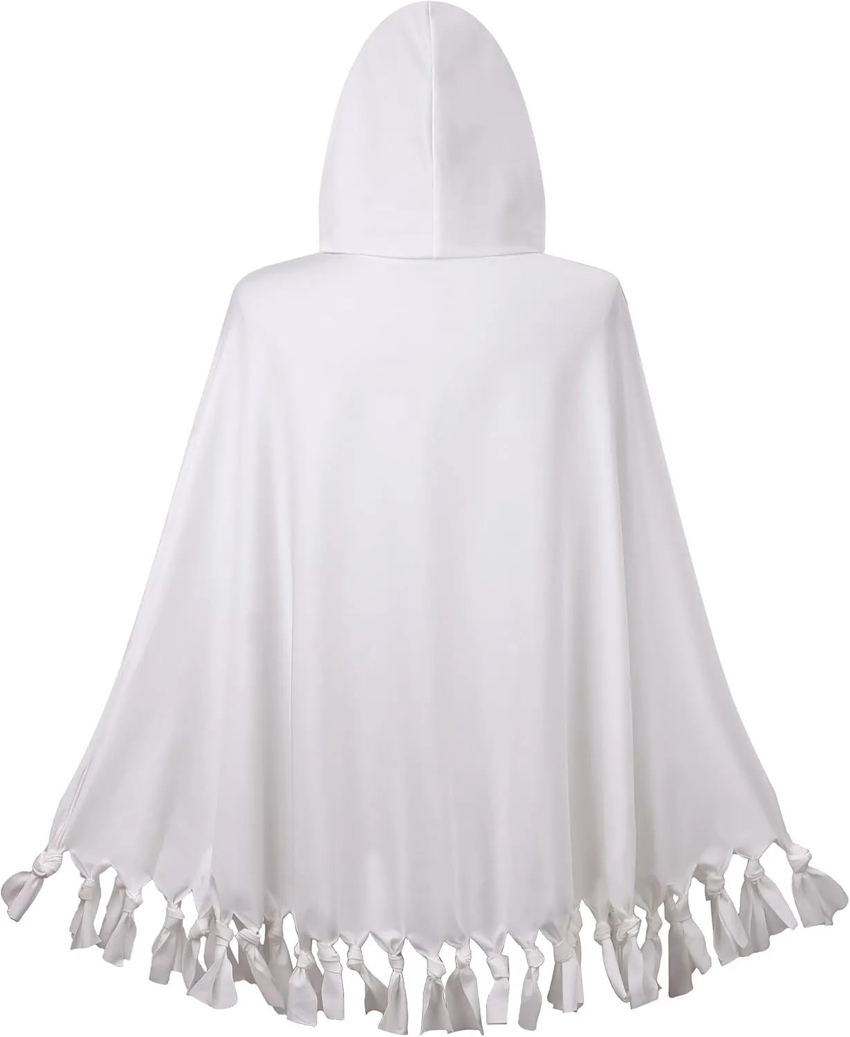 White Hooded Ghost Poncho Costume Halloween Cloak Elf Cape Cosplay Role Play