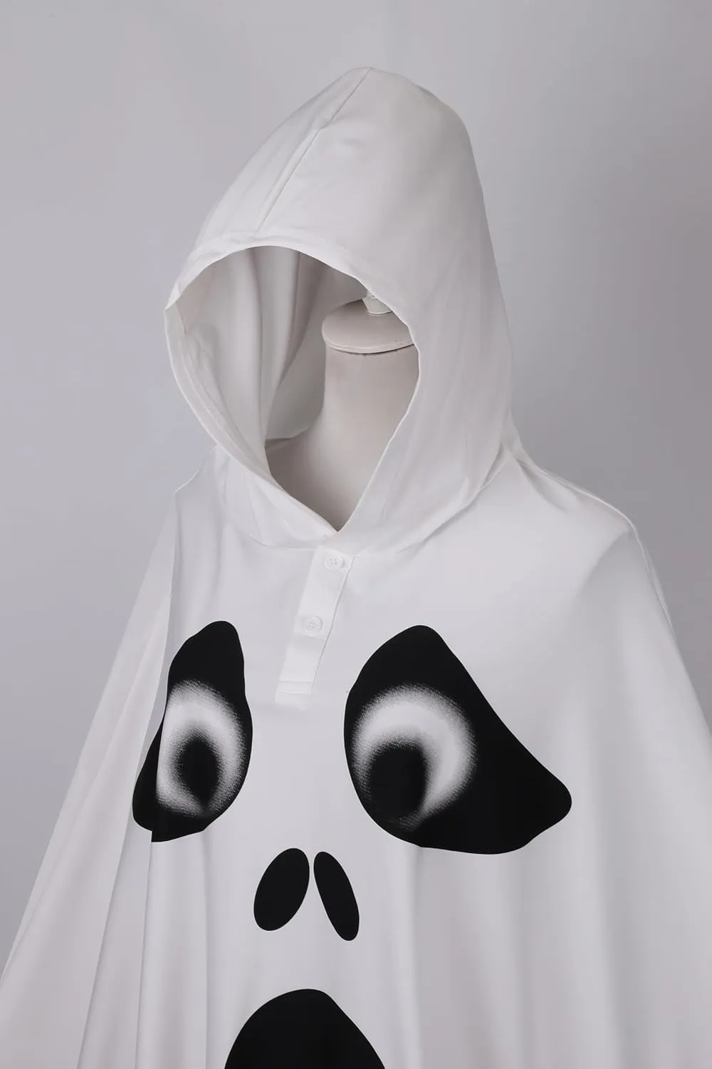 White Hooded Ghost Poncho Costume Halloween Cloak Elf Cape Cosplay Role Play