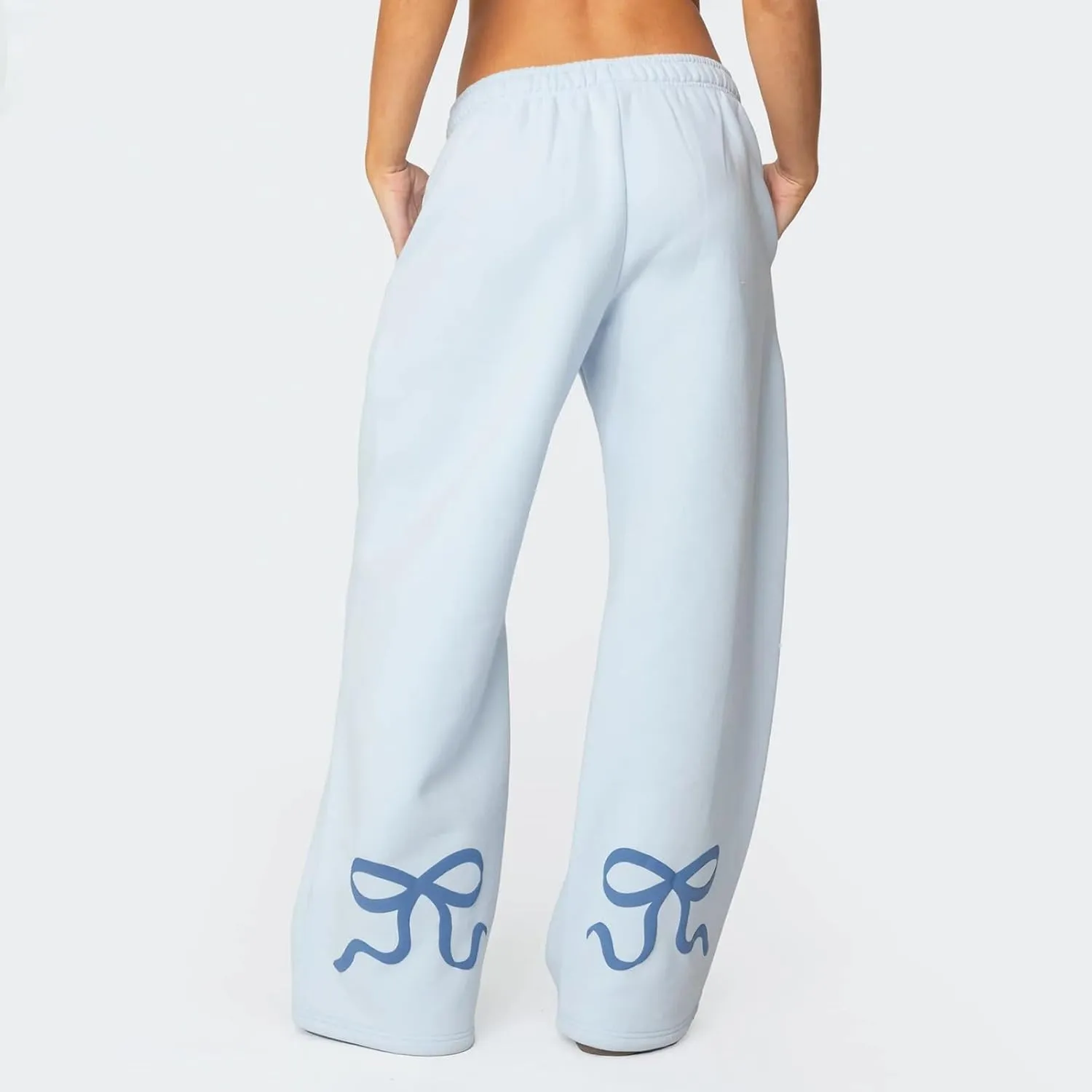 Women Bow Hoodie Sweatsuit 2 Piece Oversized Sweatshirt Sets with Bow Print Baggy Leg Sweatpants Preppy Outfits