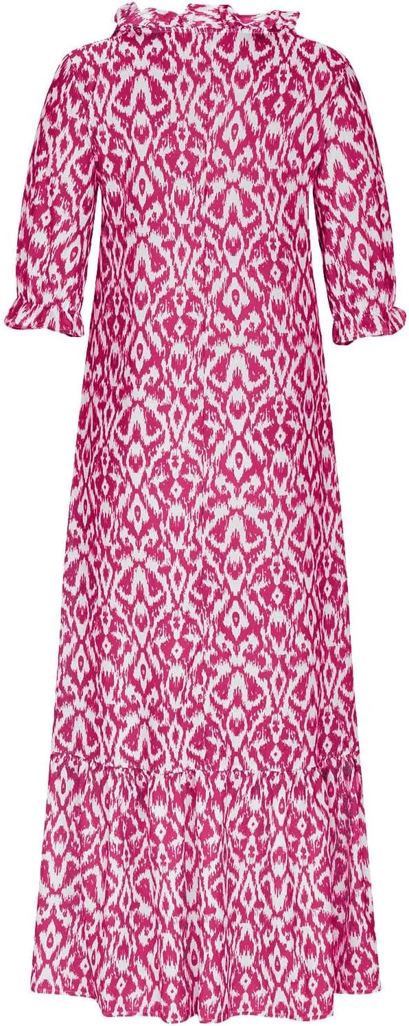 Women Floral Maxi Dress Summer Swing Flowy Womens Dresses Casual Short Sleeve Boho Beach Dress 2025 Vacation Clothes