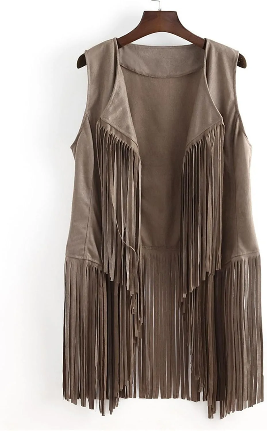 Women Fringe Vest 70S Hippie Faux Suede Open-Front Vintage Vest Sleeveless Tassel Cardigan Waistcoat Western Jacket