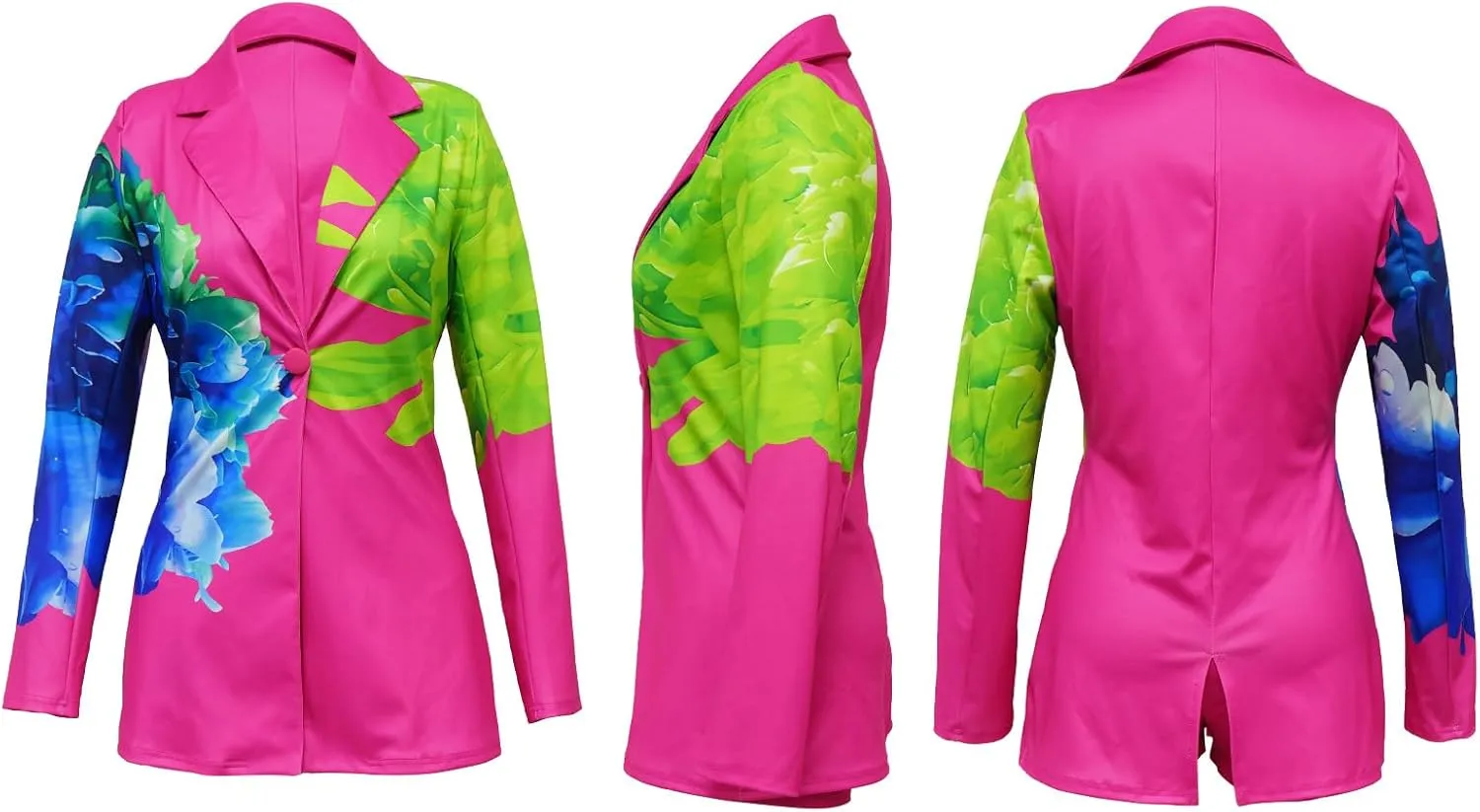 Women's 2 Piece Floral Printed Outfits Soft Lightweight Open Front Long Sleeve Blazer and Short Pants Suit Sets
