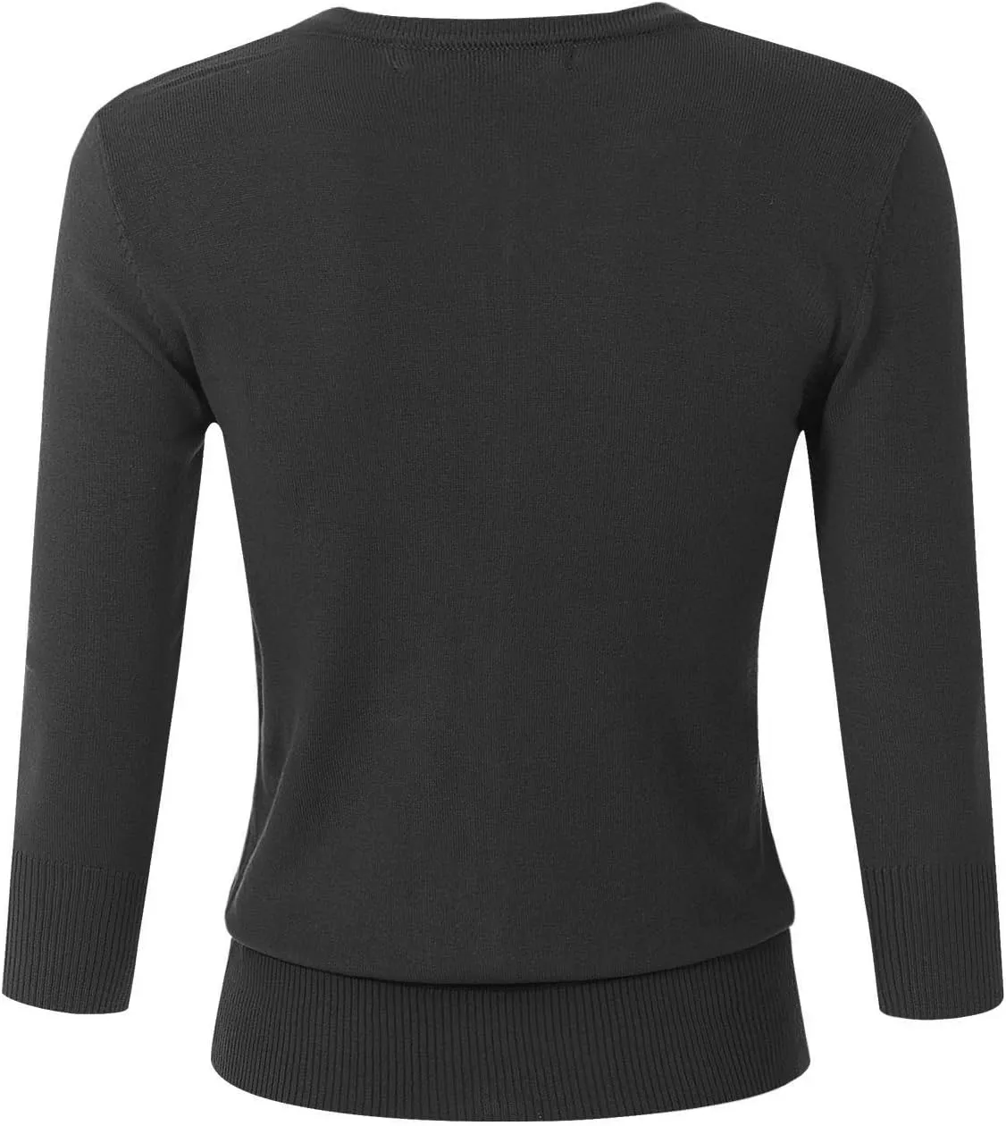 Women's 3/4 Sleeve Crew Neck Button Down Stretch Knit Cardigan Sweater (S-3XL)