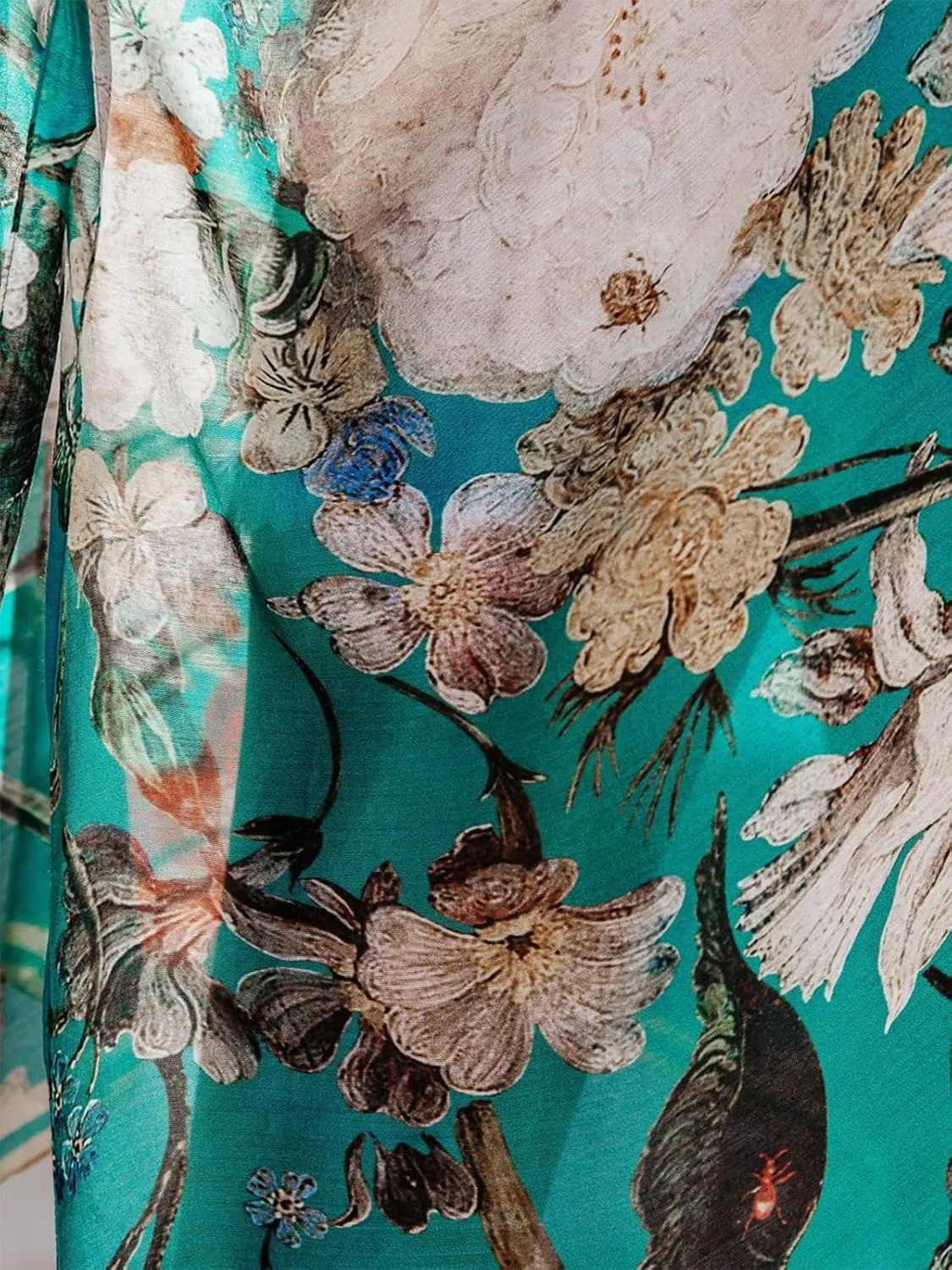 Women's Beach Cover up Swimsuit Kimono with Boho Floral Print Casual Loose Cardigans for Swimwear