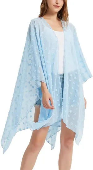 Women's Bohemian Floral Chiffon Beach Cover up Swimsuit Kimono Summer Swimwear Cardigans