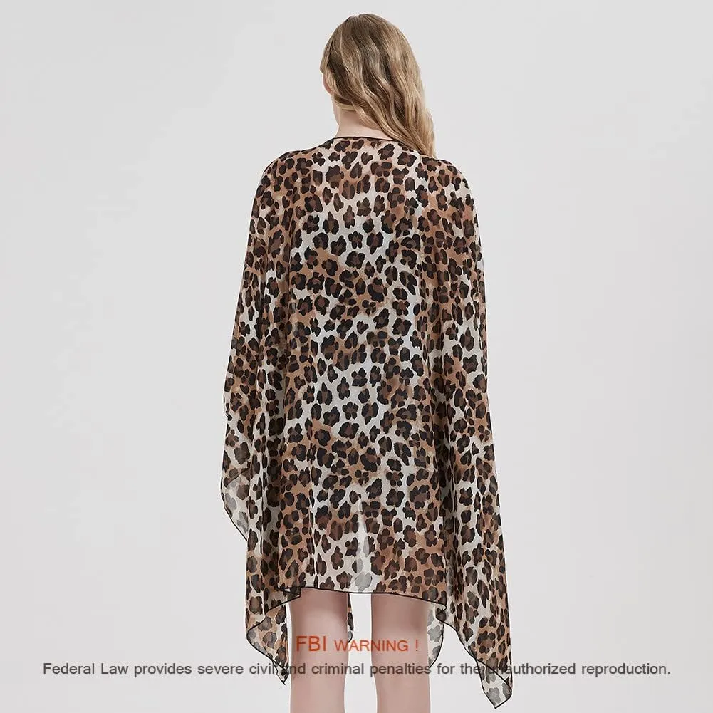 Women's Bohemian Floral Chiffon Beach Cover up Swimsuit Kimono Summer Swimwear Cardigans